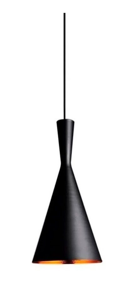 Luminaria Colgante 40w Aluminio Negro Mate Y Cobre  Col5202a Negro