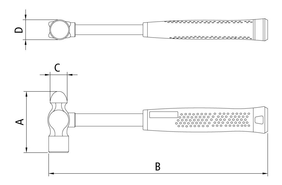 Martillo De Bola 500 G Mango Tubular Templado Tramontina - 1