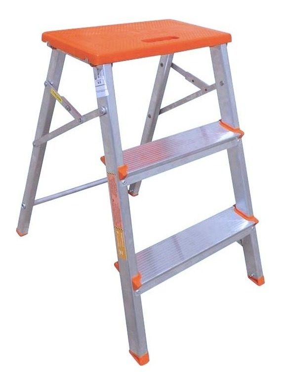 Escalera Aluminio Banqueta 2 Escalones 63 Cm Vonne Naranja