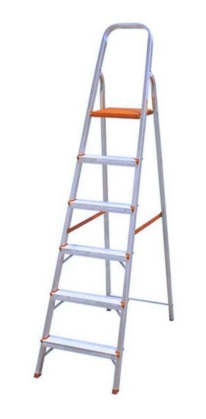 Escalera Aluminio Tijera 6 Escalones 130 Cm Vonne Naranja