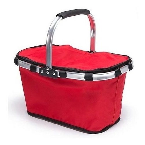 Canasta Picnic Playa 22l Termica Manijas Aluminio Plegable Rojo