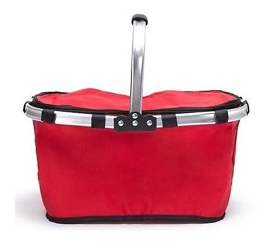 Canasta Picnic Playa 22l Termica Manijas Aluminio Plegable Rojo - 1