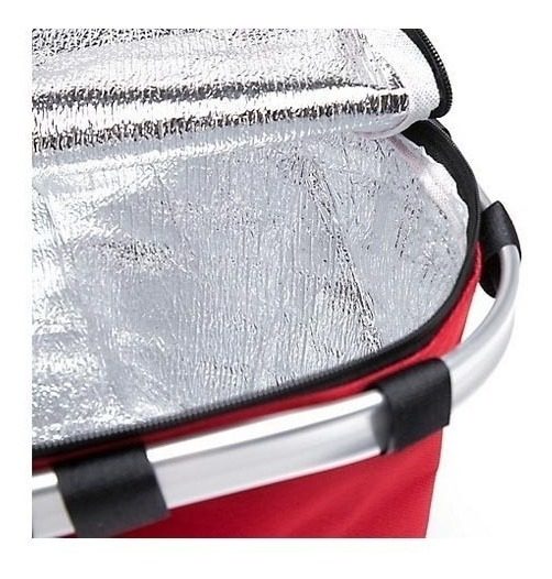Canasta Picnic Playa 22l Termica Manijas Aluminio Plegable Rojo - 3