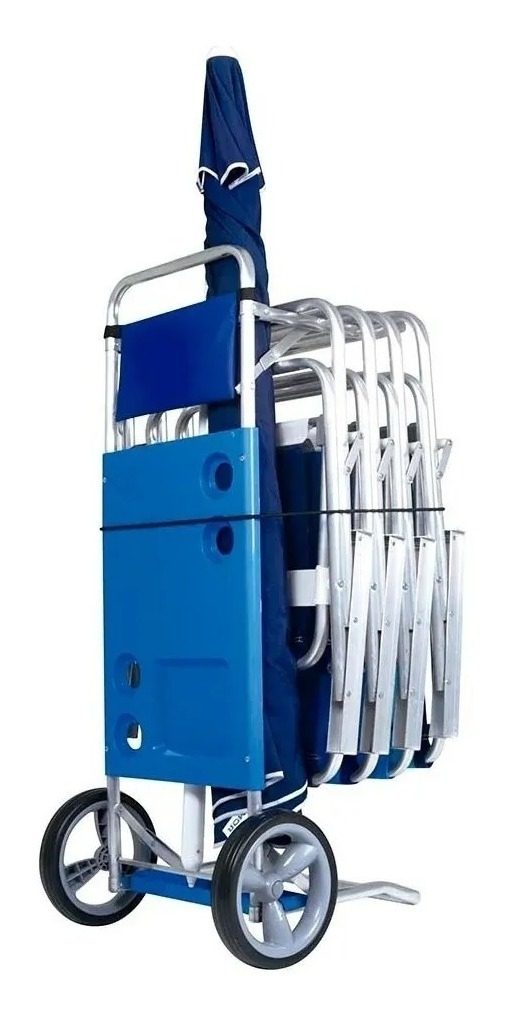 Carrito De Playa Con Mesa De Aluminio Super Fuerte Mor Azul - 2