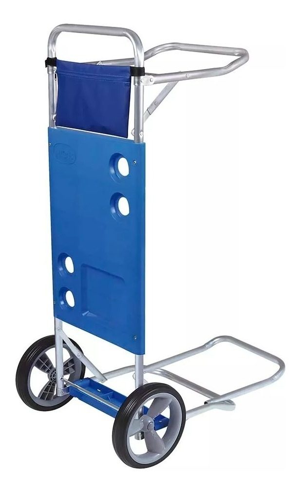 Carrito De Playa Con Mesa Y Apoya Heladera De Aluminio Mor Azul