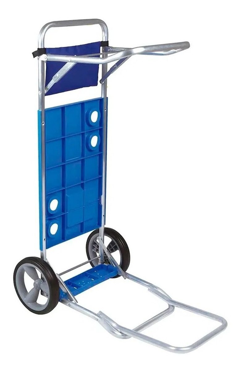 Carrito De Playa Con Mesa Y Apoya Heladera De Aluminio Mor Azul - 2