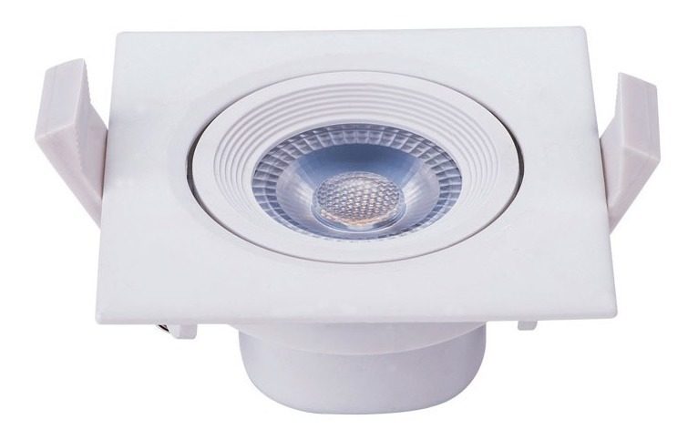 Spot Led 90x90x40mm P/ Embutir Aro Móvil Cuadrado 3w Calido Blanco