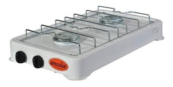 Anafe Frontal Lozado Blanco Brogas 2 Hornallas Gas Envasado Blanco