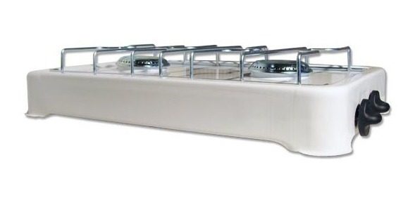 Anafe Frontal Lozado Blanco Brogas 2 Hornallas Gas Envasado Blanco - 1