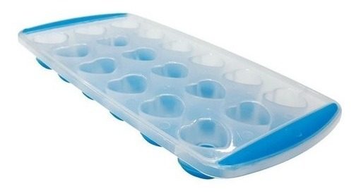 Cubetera Hielera Plastica Base Silicona Diferentes Formas Celeste