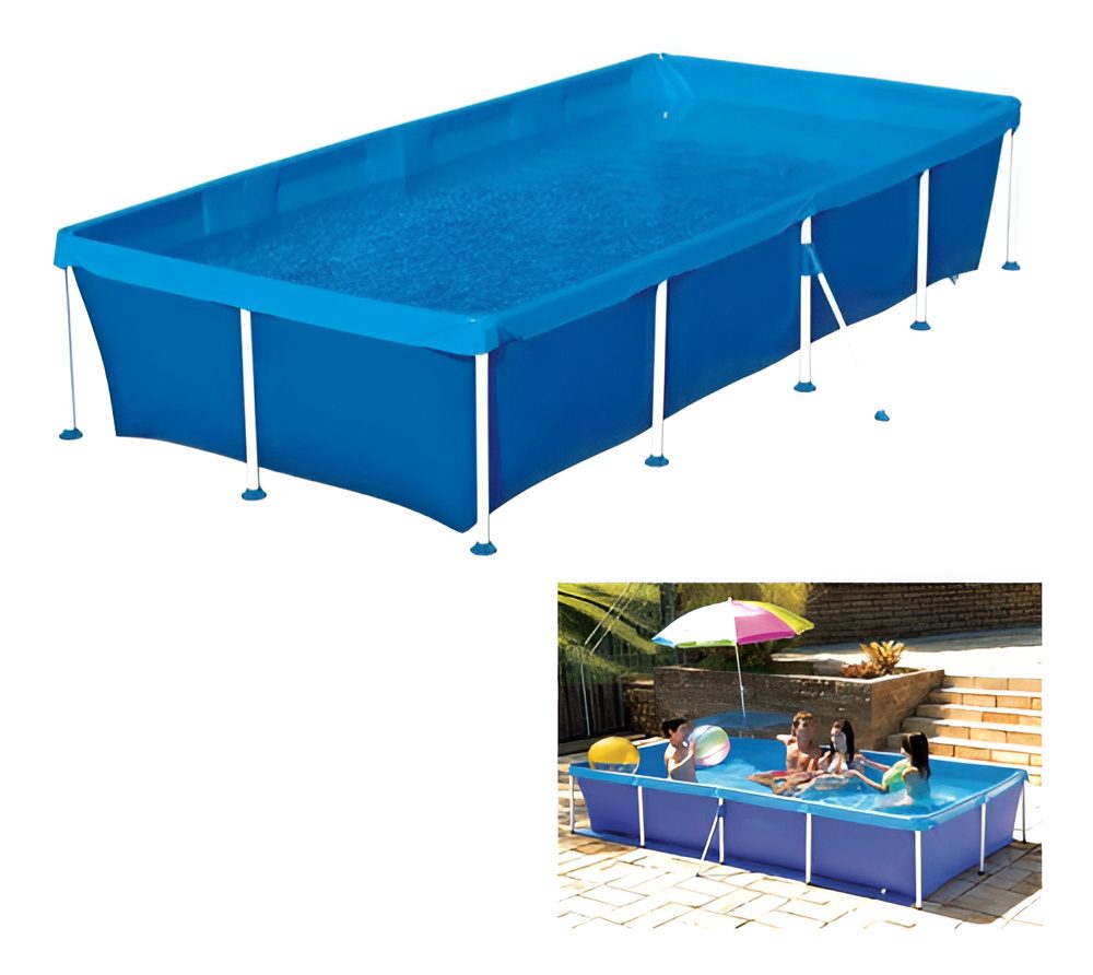 Pileta Lona Estructural Rectangular 3000 Lts Mor Azul Liso
