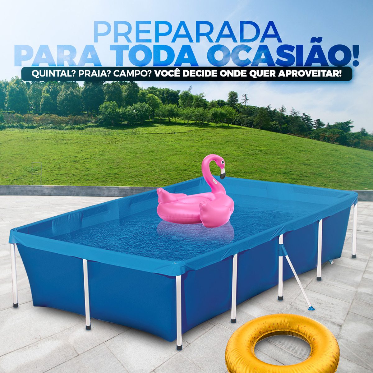 Pileta Lona Estructural Rectangular 3000 Lts Mor Azul Liso - 10