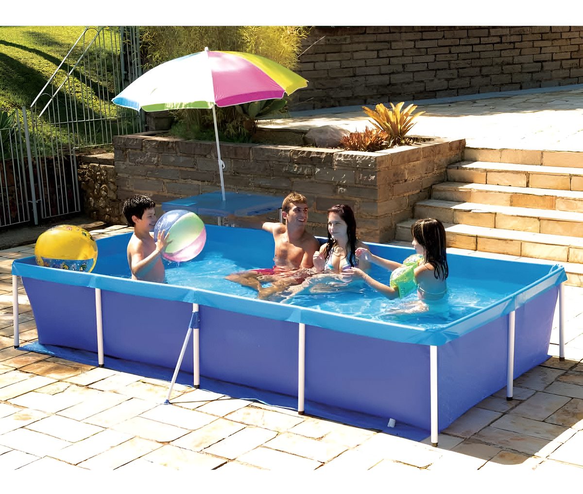 Pileta Lona Estructural Rectangular 3000 Lts Mor Azul Liso - 3