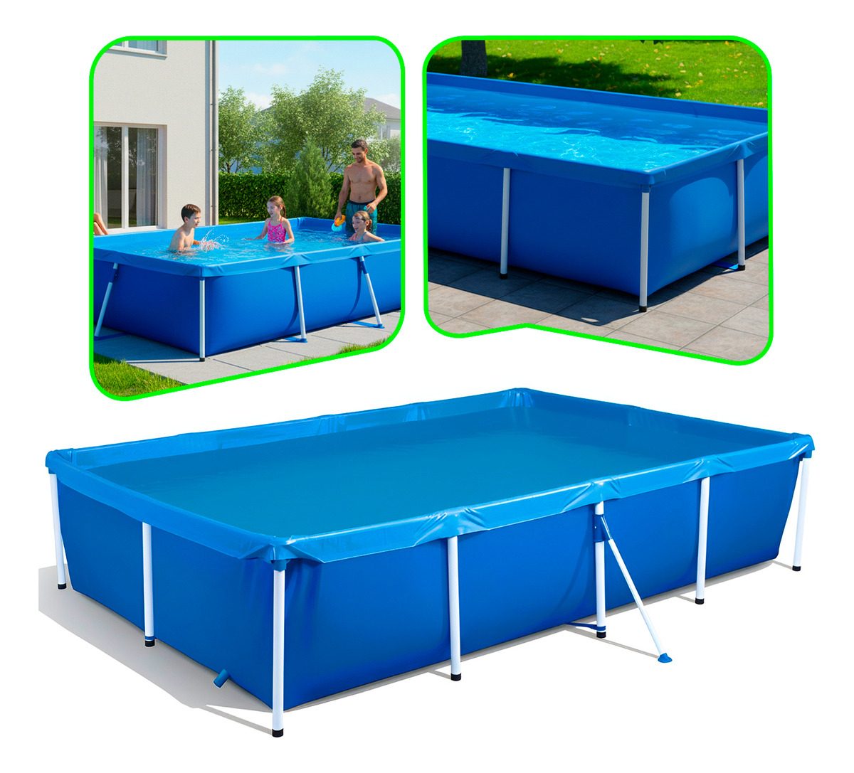 Pileta Lona Estructural Rectangular 3000 Lts Mor Azul Liso - 5