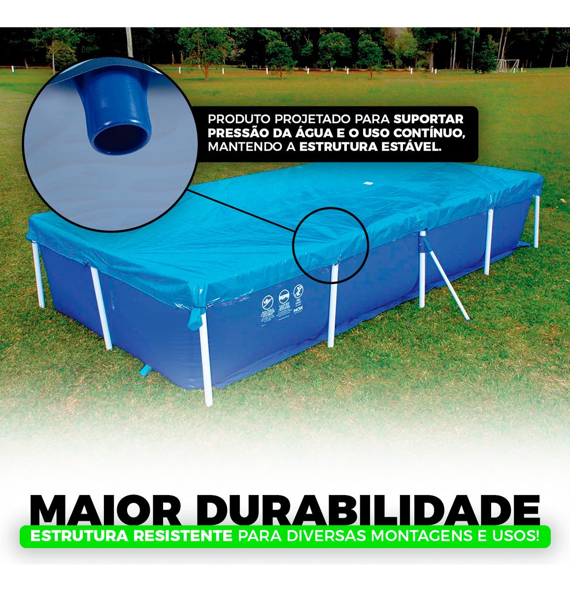 Pileta Lona Estructural Rectangular 3000 Lts Mor Azul Liso - 8