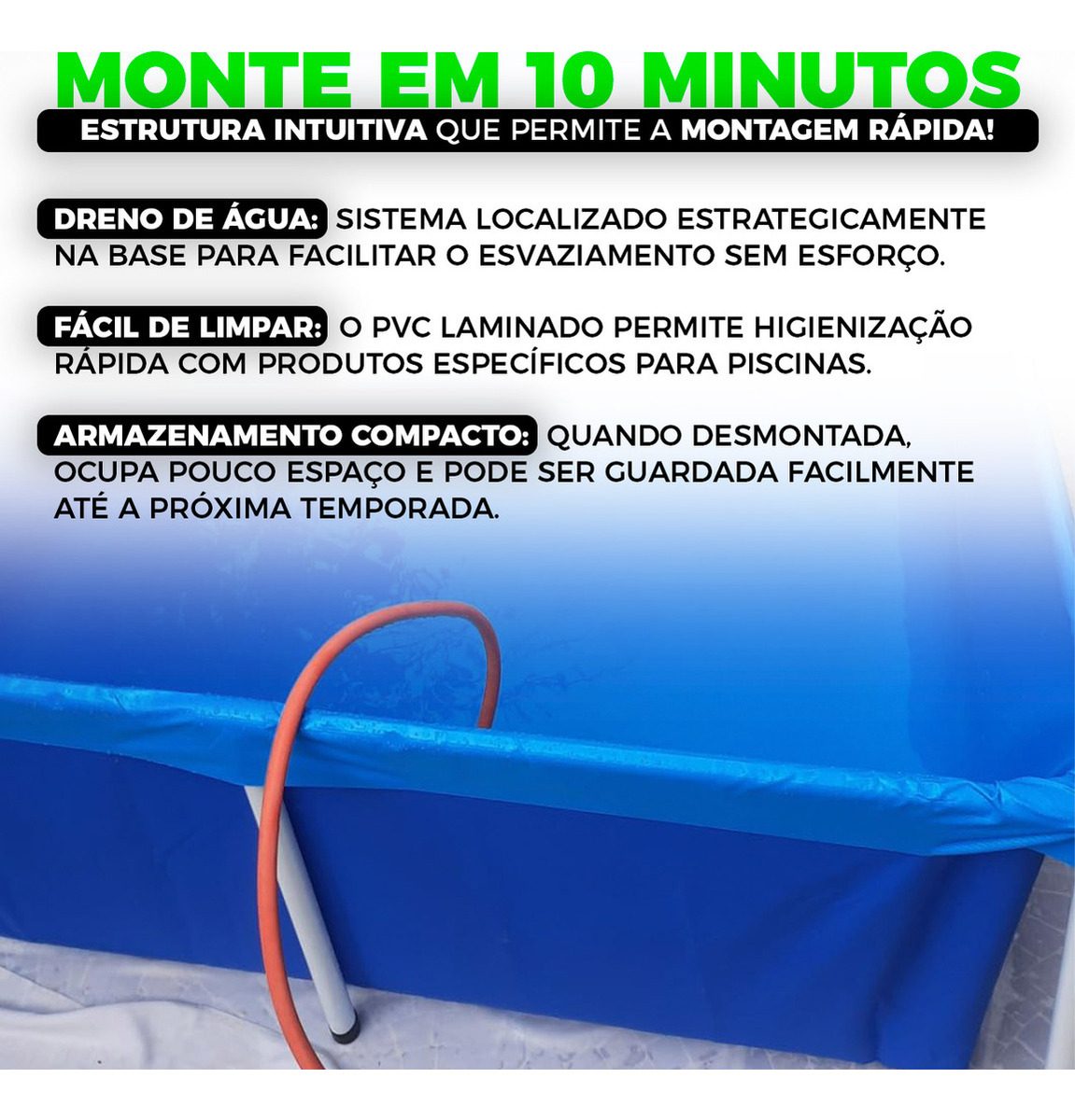 Pileta Lona Estructural Rectangular 3000 Lts Mor Azul Liso - 9