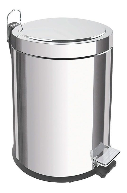 Cesto A Pie Tramontina Acero Inoxidable 30l Base Con Ventosa Gris