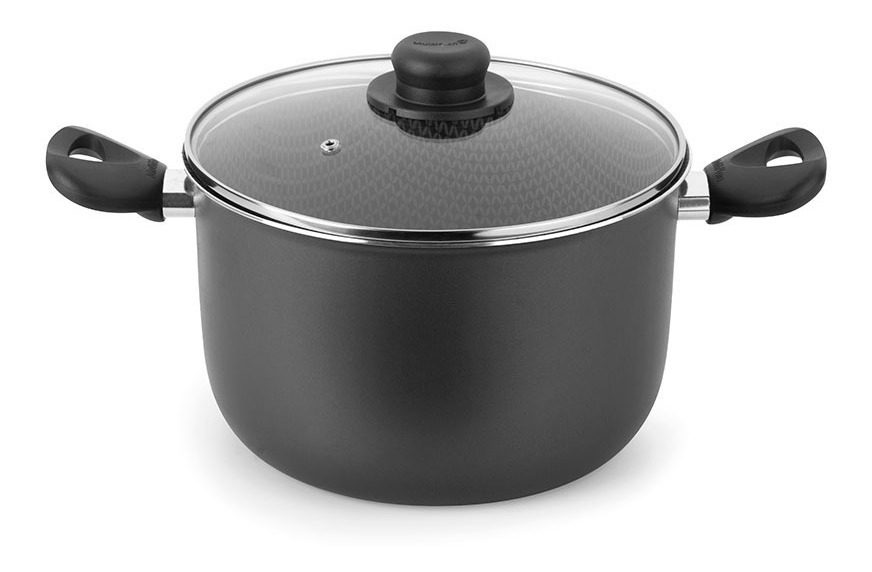 Olla Antiadherente 26cm Multiflon Gourmet Con Asas Negro