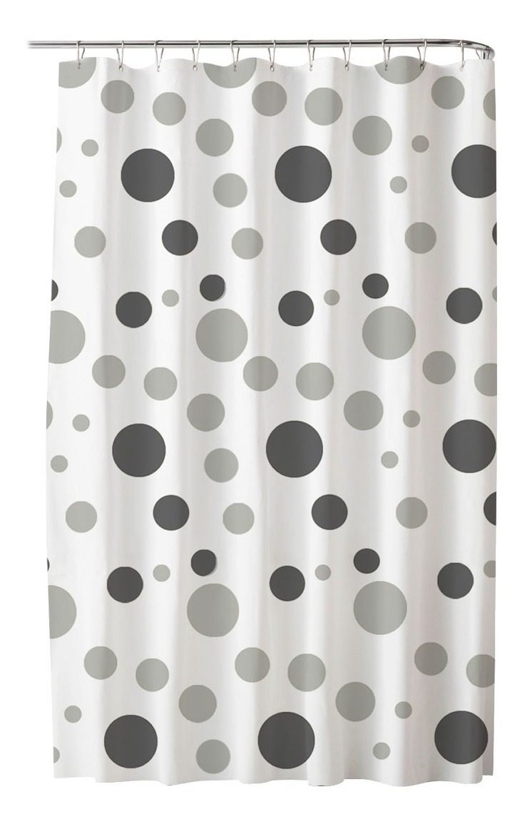 Cortina De Baño Estampada + 12 Ganchos 180x180cm Vonne Blanco - 1