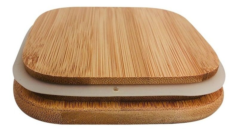 Frasco Vidrio Cuadrado 10 X 20cm Tapa De Bambu 1600 Ml Vonne Marrón Claro - 1