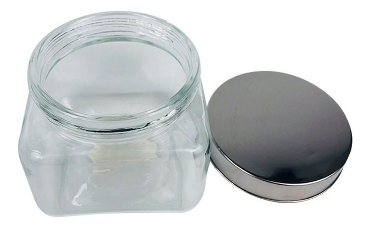 Frasco Vidrio Cuadrado 10 X 10cm Tapa De Acero 800 Ml Vonne Trasparente