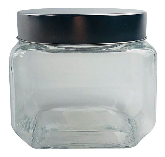 Frasco Vidrio Cuadrado 10 X 10cm Tapa De Acero 800 Ml Vonne Trasparente - 1