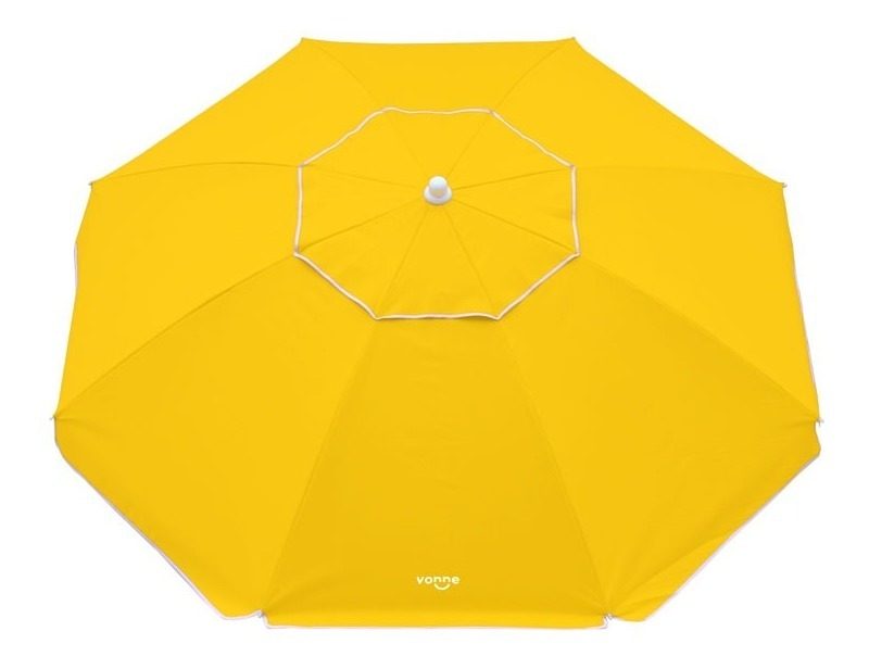 Sombrilla Grande Playera 2,5m Amarilla Aluminizada Vonne Blanco - 2