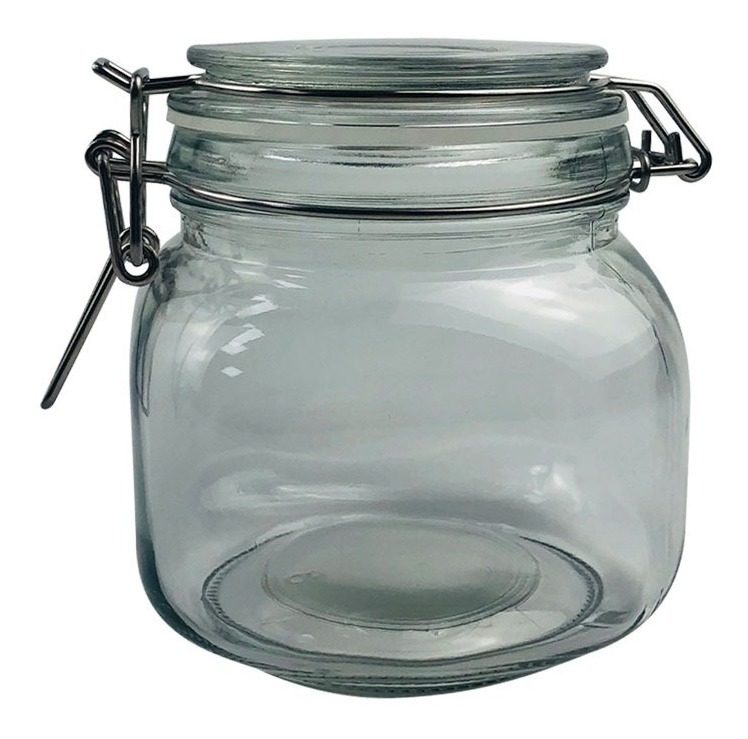 Frasco De Vidrio Con Tapa De Clip Metálico 800 Ml Vonne Transparente