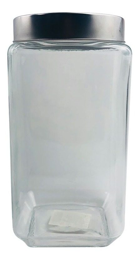 Frasco Cuadrado De Vidrio Con Tapa De Acero 2100 Ml Vonne Transparente