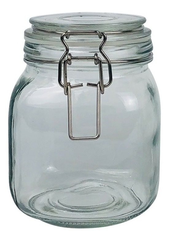 Frasco De Vidrio Con Tapa De Clip Metálico 1000 Ml Vonne Transparente