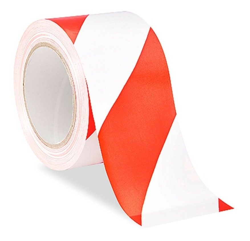 Cinta Adhesiva De Pvc Peligro Color Blanca Y Roja Doble A Blanco Rayas