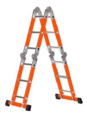Escalera Dieléctrica Multifunción 4x4 150kg Kushiro Naranja