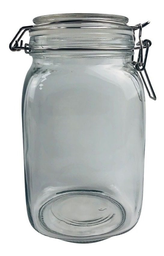 Frasco De Vidrio Con Tapa De Clip Metálico 1500 Ml Vonne Transparente