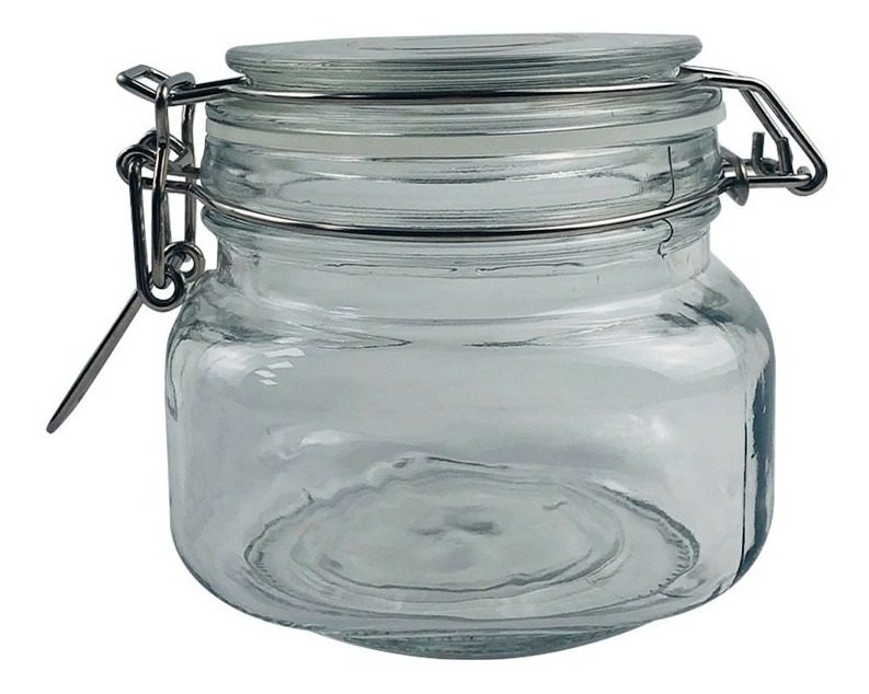 Frasco De Vidrio Con Tapa De Clip Metálico 500 Ml Vonne Transparente