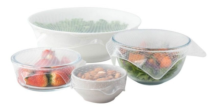 Set 4 Tapas Silicona Moldeables Planas Trasparentes Vonne