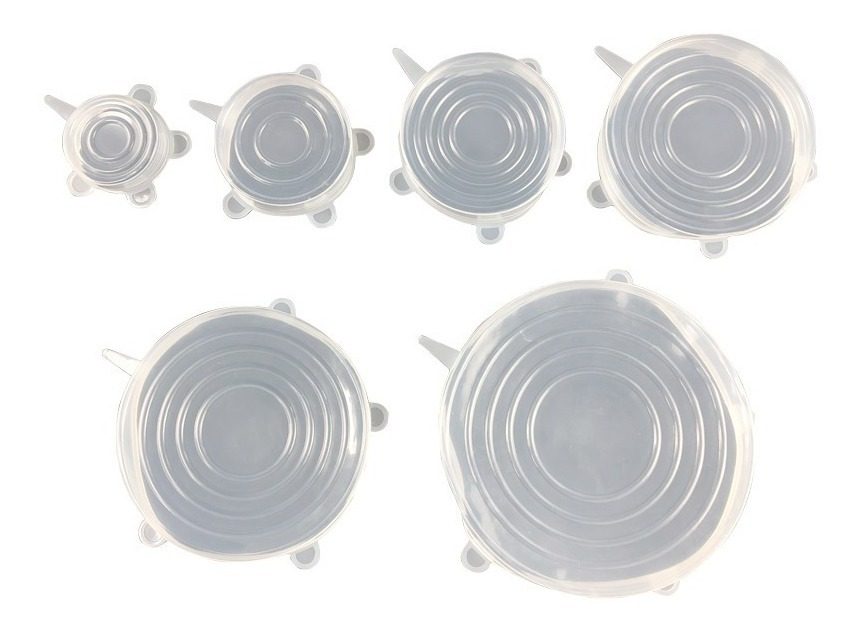 Set 6 Tapas Silicona Moldeables Redondas Trasparentes Vonne - 1