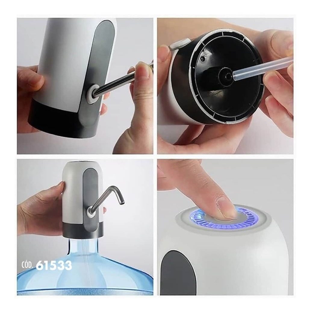 Dispenser Eléctrico Bomba Para Bidón De Agua Recargable Usb Blanco - 6
