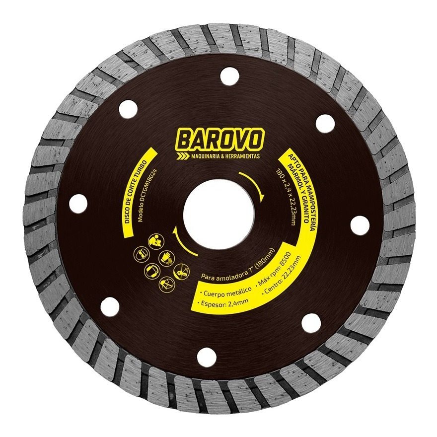 Disco De Corte Turbo 115x1,8x22,23mm Mampostería Barovo
