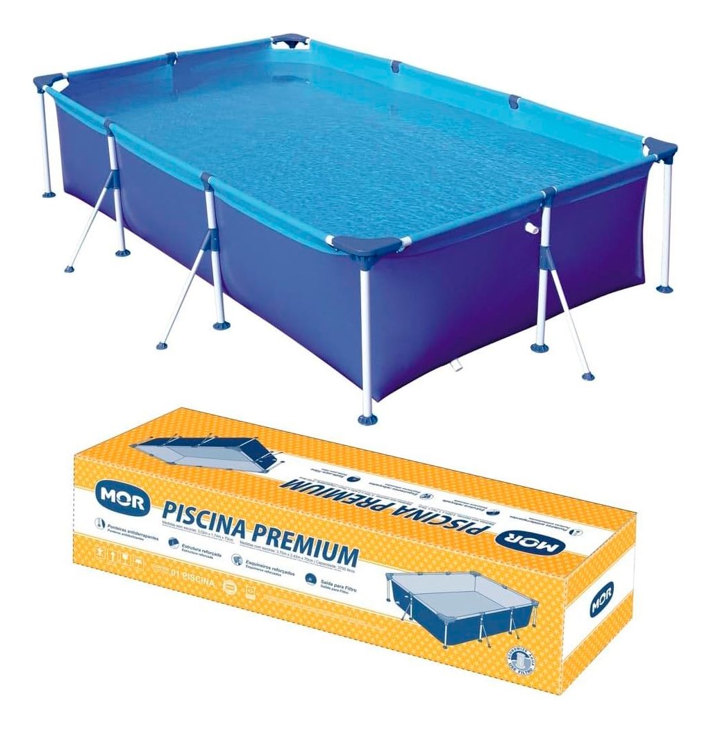 Piscina Estructural Rectangular Mor Premium 3700 Lt Color Azul Liso - 1