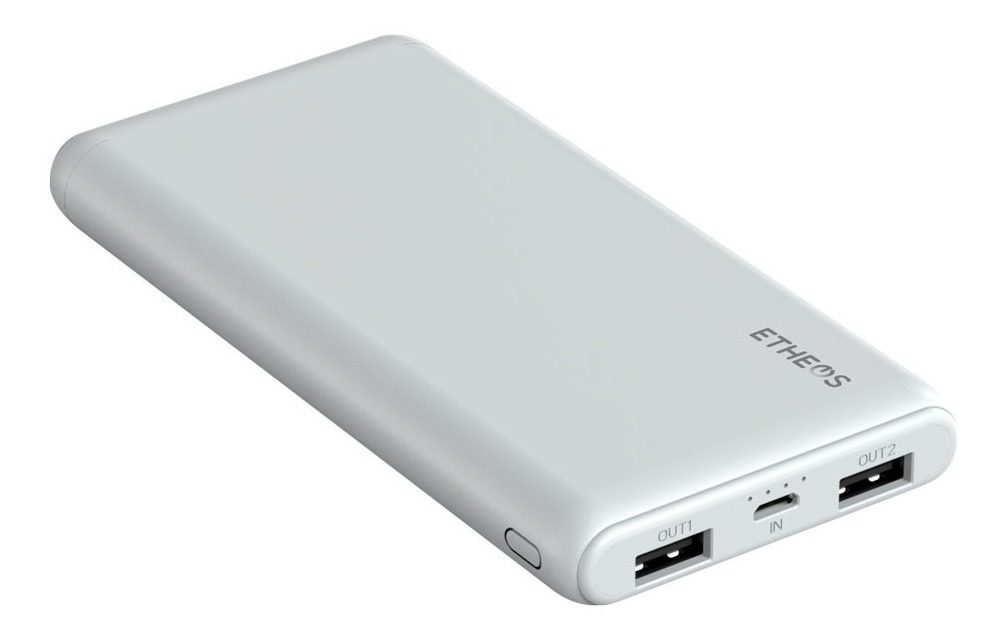 Cargador Portatil Power Bank Blanco 10000mah 2x Usb Etheos