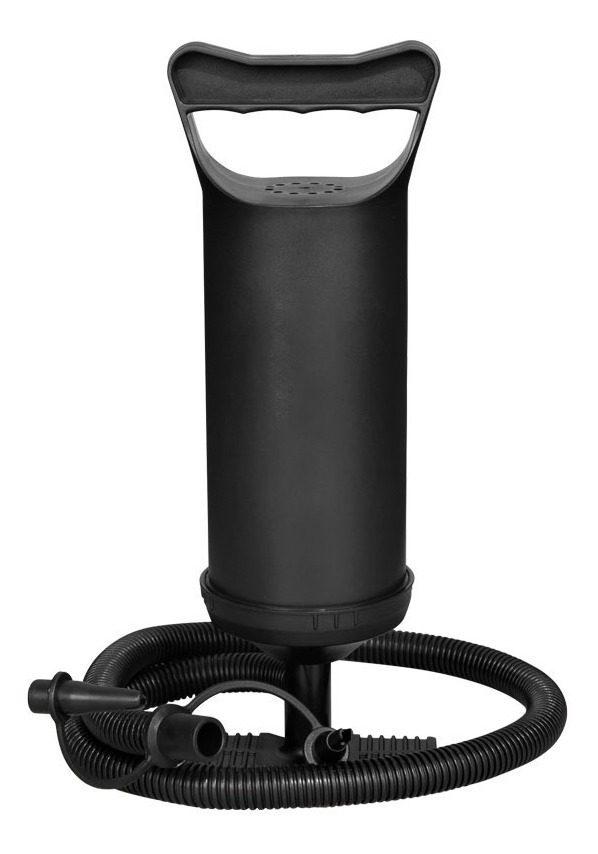 Inflador Bomba Manual Camping 30cm Doble Inflado + Adaptador Negro
