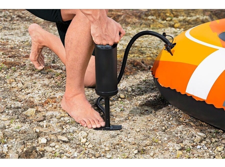 Inflador Bomba Manual Camping 30cm Doble Inflado + Adaptador Negro - 4