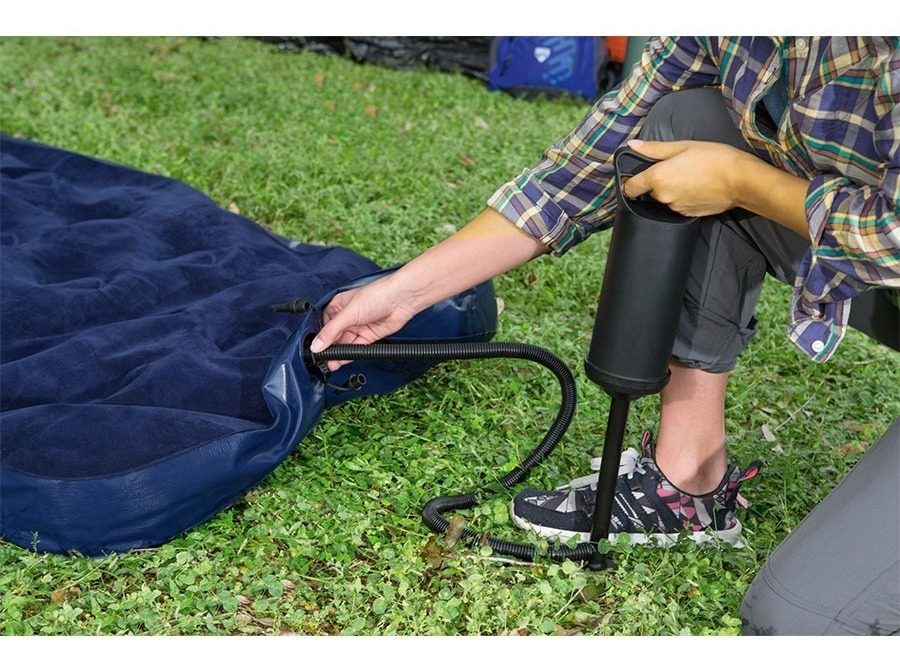 Inflador Bomba Manual Camping 30cm Doble Inflado + Adaptador Negro - 5