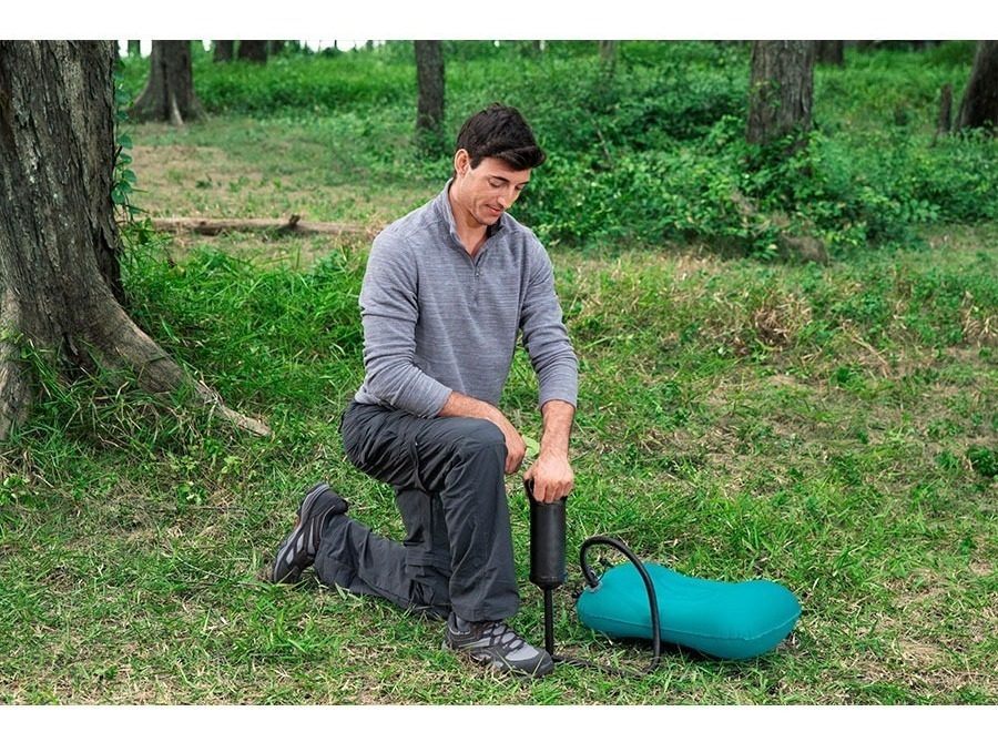 Inflador Bomba Manual Camping 30cm Doble Inflado + Adaptador Negro - 6