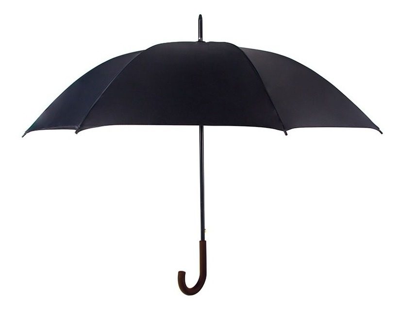 Paraguas Clásico Mango Curvo De Madera Diámetro 1m Vonne Negro
