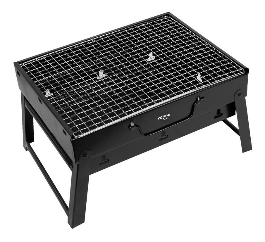 Parrilla Brasero Portátil Acero Antioxido Carbón Leña Vonne Negro - 1