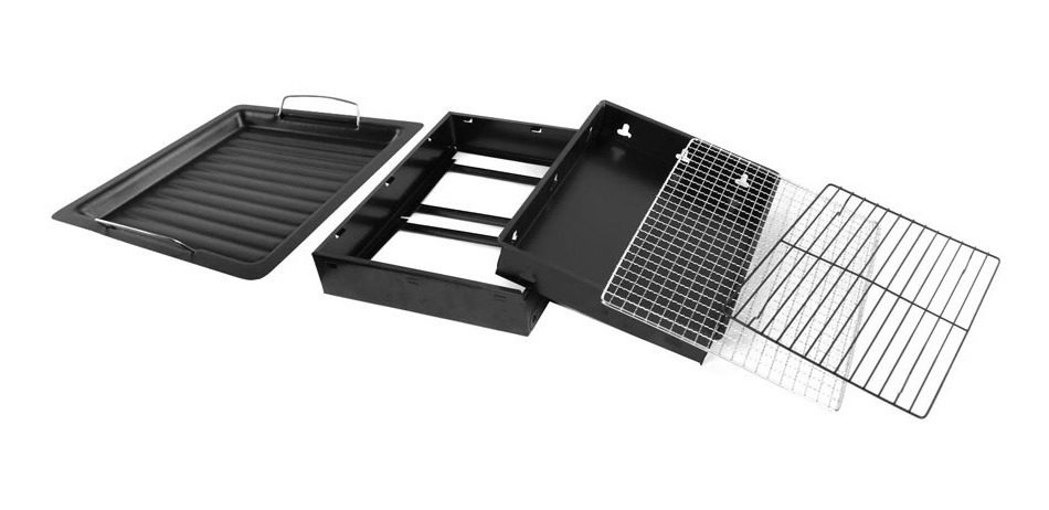 Parrilla Brasero Portátil Acero Antioxido Carbón Leña Vonne Negro - 3