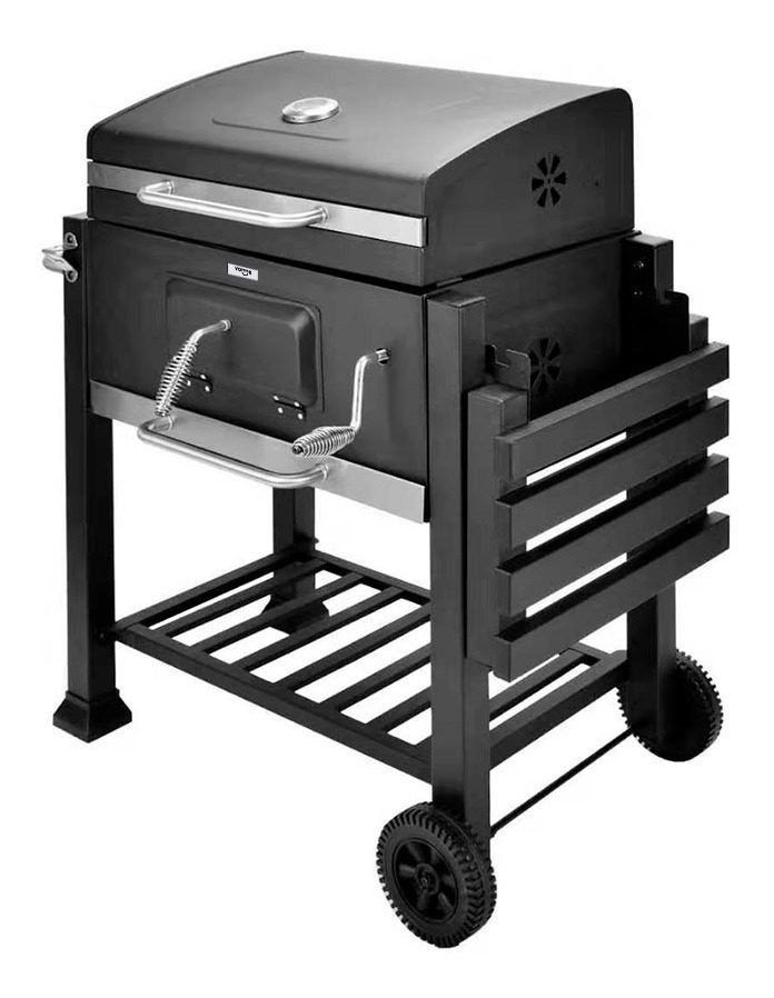 Parrilla Portatil Acero Grande Carbon Leña Con Ruedas Vonne Negro - 1