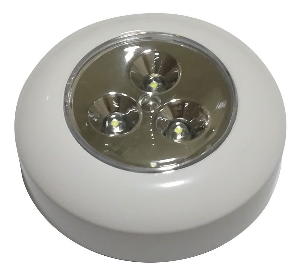 Luz Toque Etheos 3 Leds A Pila C/adhesivo Portatil Ø70×25 Mm Blanco