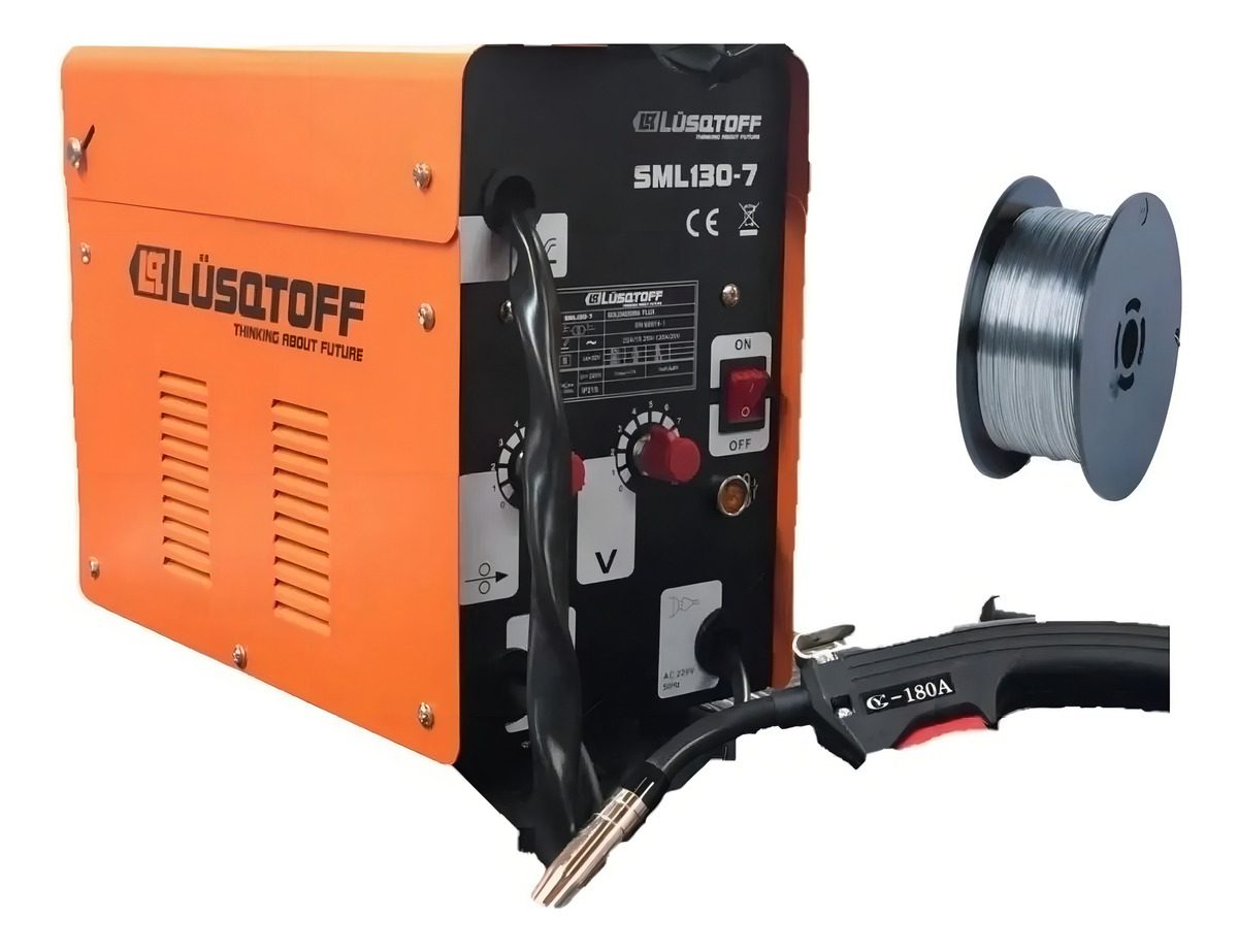 Soldadora Lüsqtoff Mig Flux Sml130-7 Con Rollo De Alambre Flux Naranja Negro 50 Hz